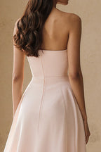 A Line Strapless Sleeveless Backless Ruffles Floor-Length Prom Dress