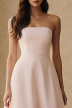 A Line Strapless Sleeveless Backless Ruffles Floor-Length Prom Dress
