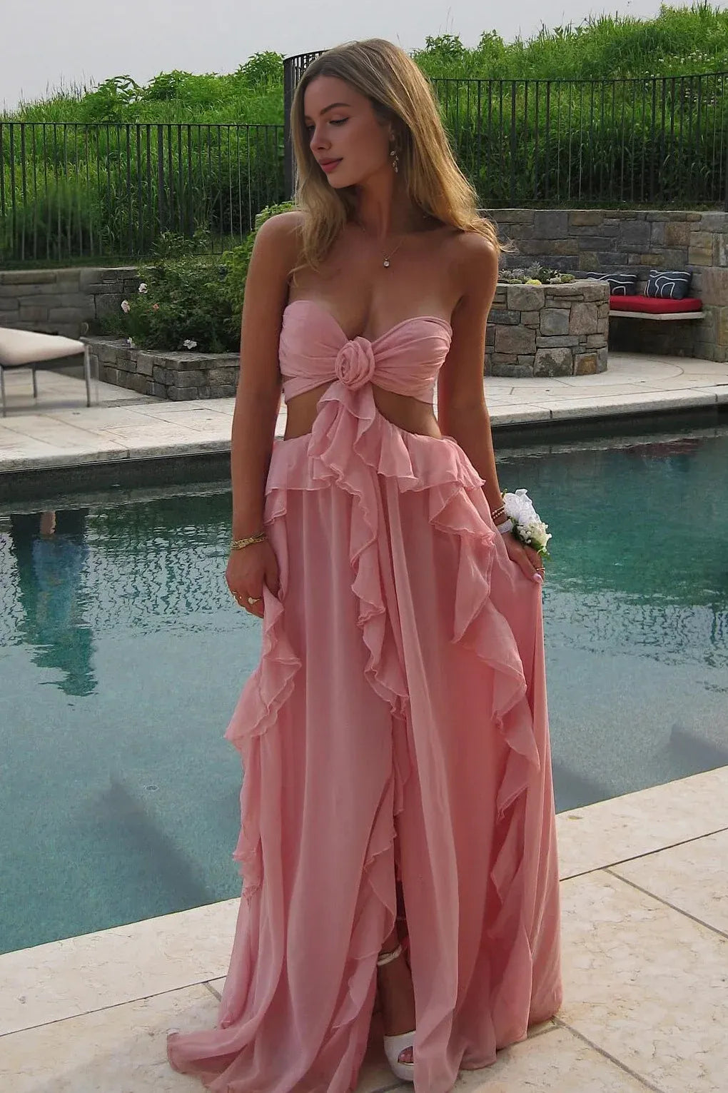 A Line Sweetheart Neck Sleeveless Up Sweep/Brush Train Prom Dress