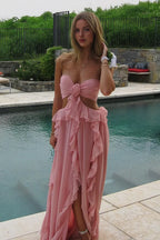 A Line Sweetheart Neck Sleeveless Up Sweep/Brush Train Prom Dress