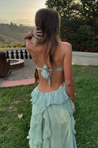 A Line Sweetheart Neck Sleeveless Up Sweep/Brush Train Prom Dress