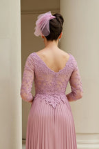 A Line V-Neck Sleeveless V Back Floor-Length Mother of the Bride Dress