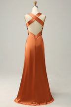 A Line V Neck Sleeveless Ruched Floor-Length Prom Dress