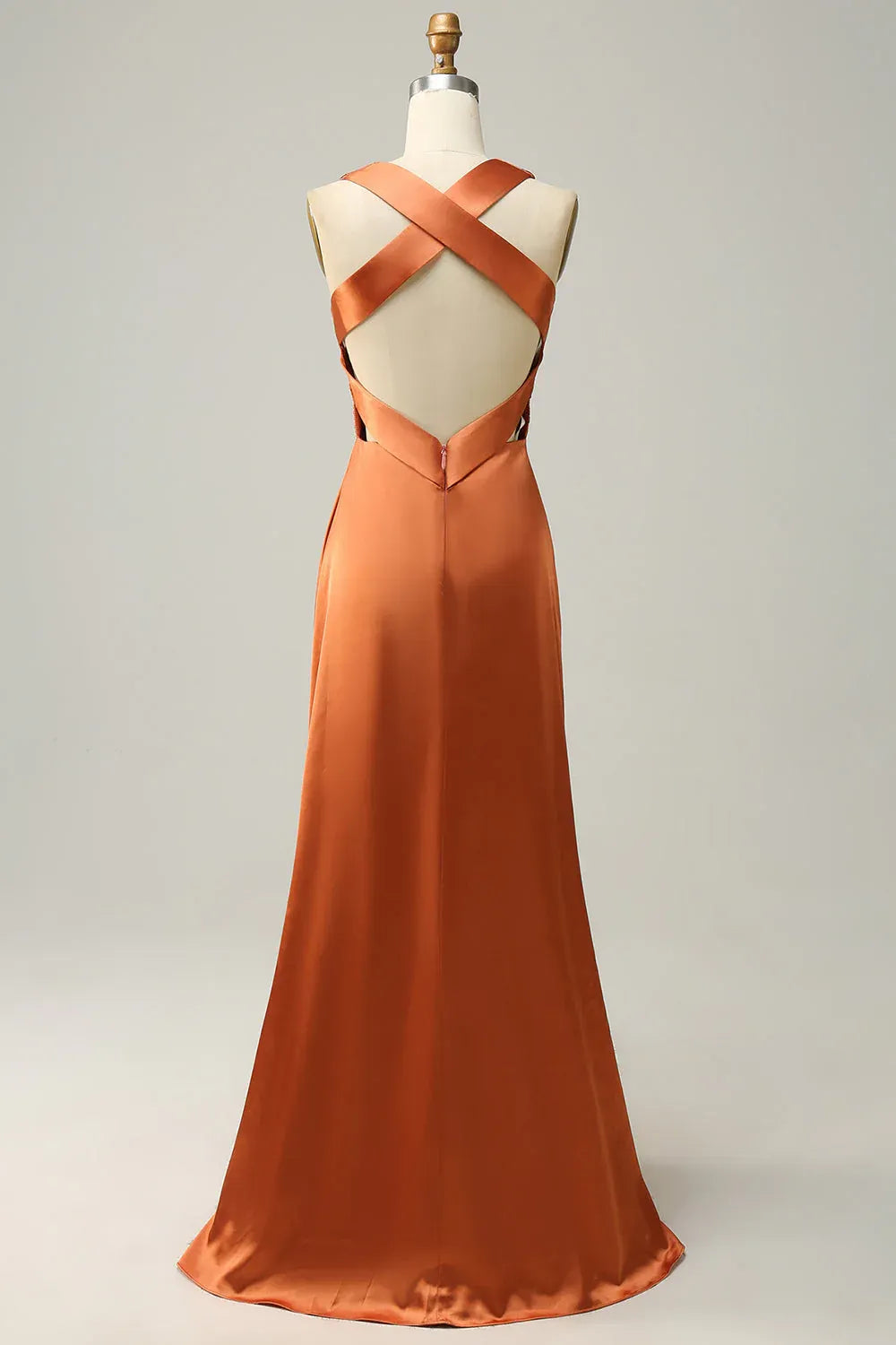 A Line V Neck Sleeveless Ruched Floor-Length Prom Dress