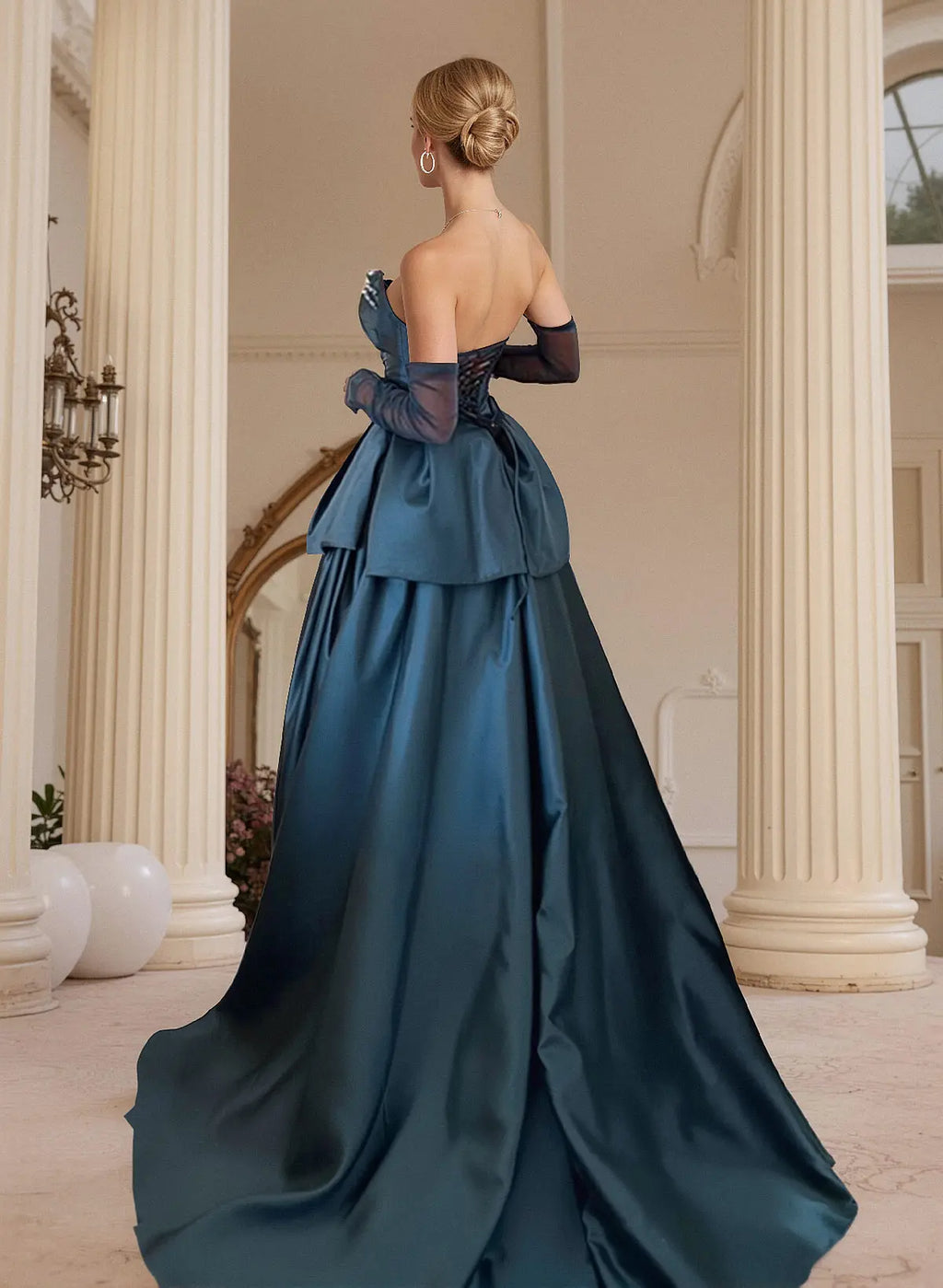 Ball-Gown Sweetheart Sleeveless Tiered Sweep Train Prom Dress