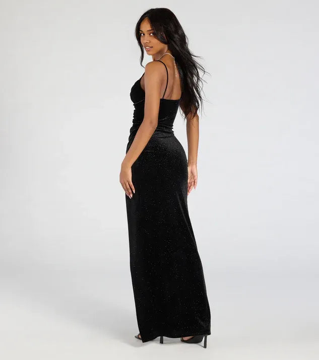 Bodycon Spaghetti Straps Sleeveless Open Back Floor-Length Prom Dress
