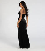 Bodycon Spaghetti Straps Sleeveless Open Back Floor-Length Prom Dress