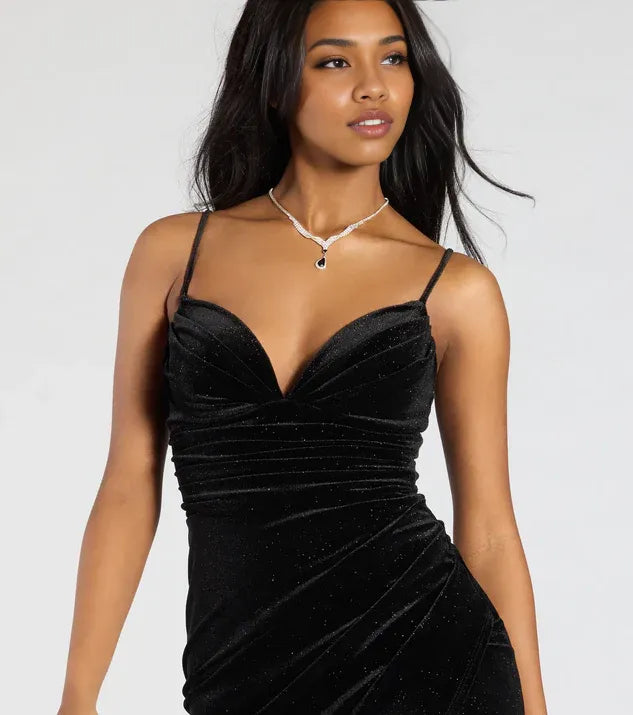 Bodycon Spaghetti Straps Sleeveless Open Back Floor-Length Prom Dress