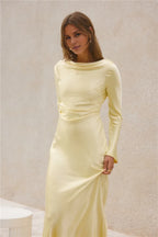 Fitted High Neck Long Sleeves Backless Floor-Length Cocktail Dress