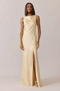 Fitted High Neck Sleeveless Backless Floor-Length Prom Dress