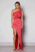 Fitted One Shoulder Sleeveless Floor-Length Prom Dress