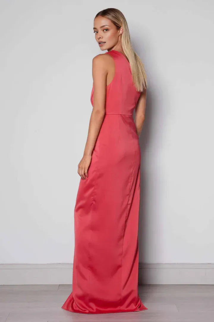 Fitted One Shoulder Sleeveless Floor-Length Prom Dress