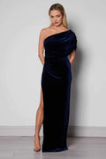 Fitted One Shoulder Sleeveless Floor-Length Prom Dress