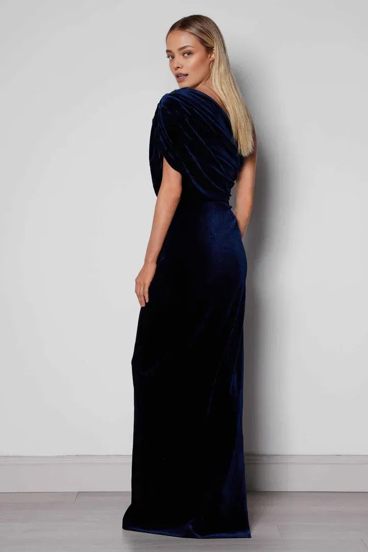 Fitted One Shoulder Sleeveless Floor-Length Prom Dress