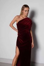 Fitted One Shoulder Sleeveless Floor-Length Prom Dress