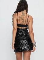 Fitted Spaghetti Straps Sleeveless Sequins Short-Mini Homecoming Dress
