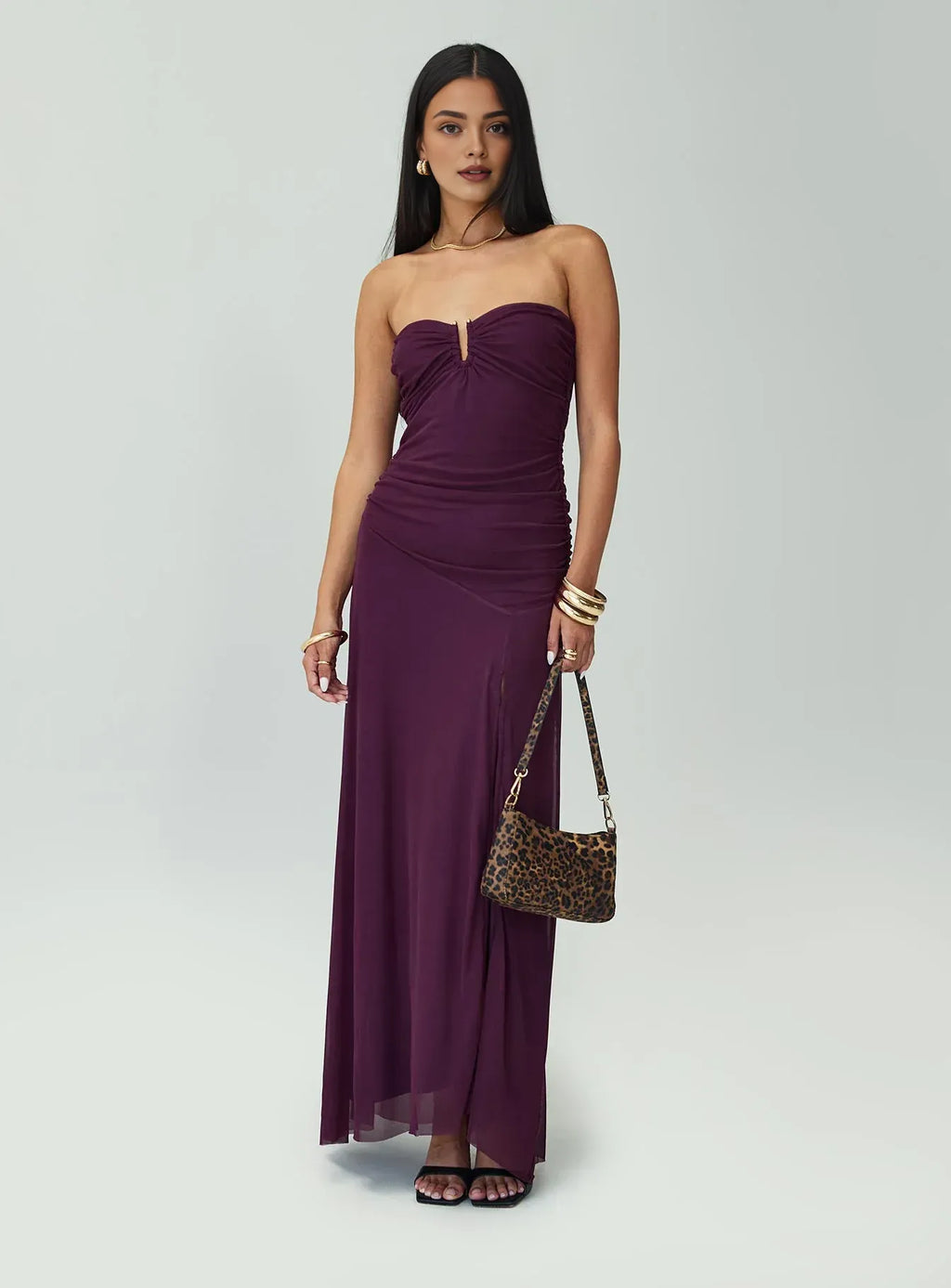 Fitted Strapless Sleeveless Backless Floor-Length Prom Dress