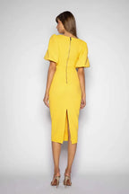 Fitted Sweetheart Puff Sleeve Zipper Up Tea-Length Prom Dress
