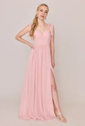 Flowing A-line Sweetheart Neck Sleeveless Back Zipper Ankle-Length Bridesmaid Dress