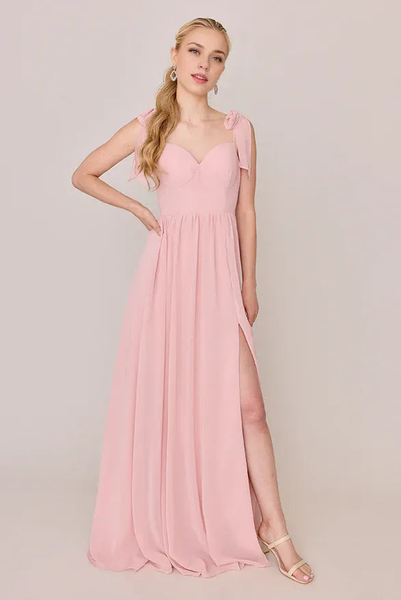Flowing A-line Sweetheart Neck Sleeveless Back Zipper Ankle-Length Bridesmaid Dress