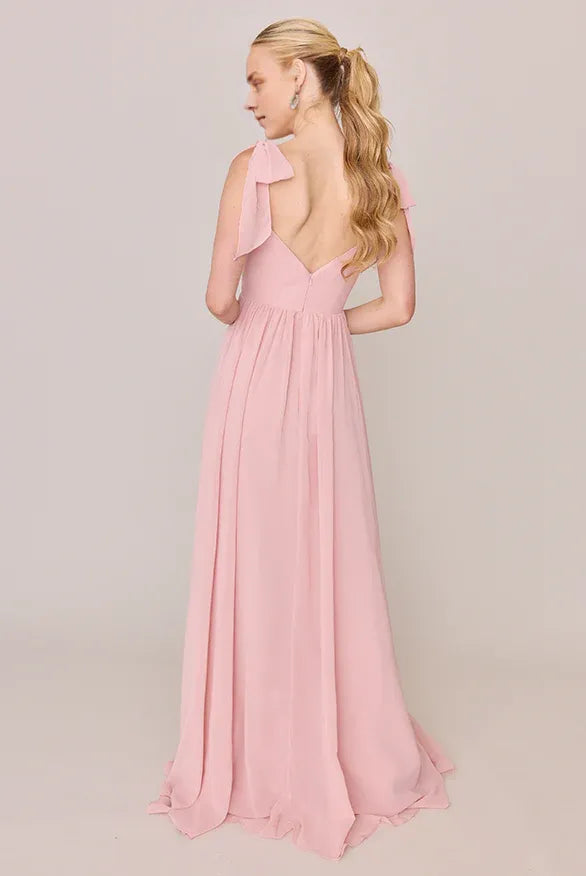 Flowing A-line Sweetheart Neck Sleeveless Back Zipper Ankle-Length Bridesmaid Dress