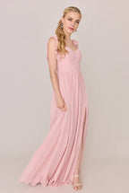 Flowing A-line Sweetheart Neck Sleeveless Back Zipper Ankle-Length Bridesmaid Dress