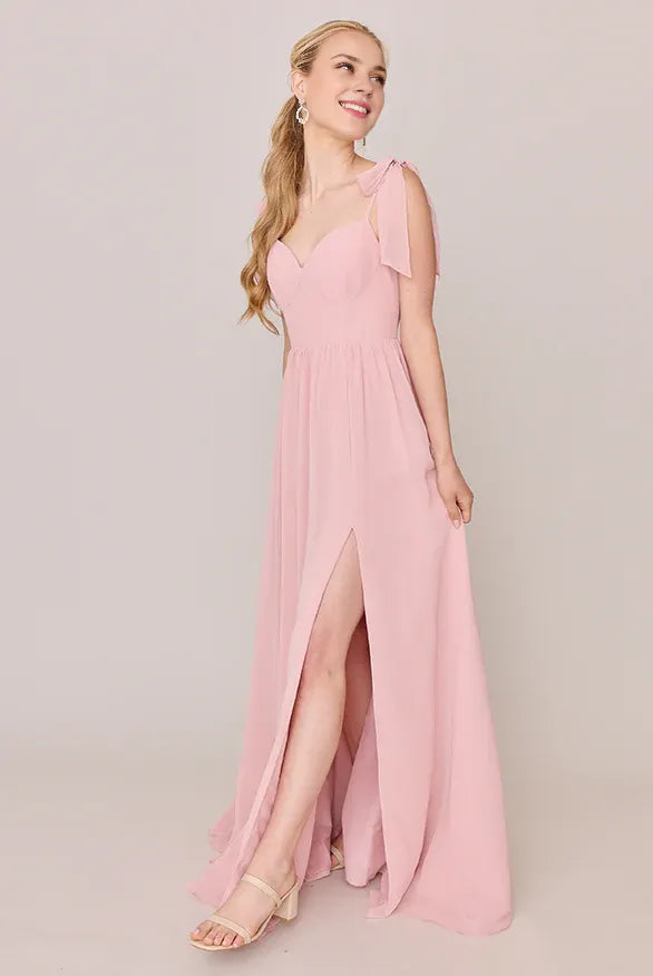 Flowing A-line Sweetheart Neck Sleeveless Back Zipper Ankle-Length Bridesmaid Dress