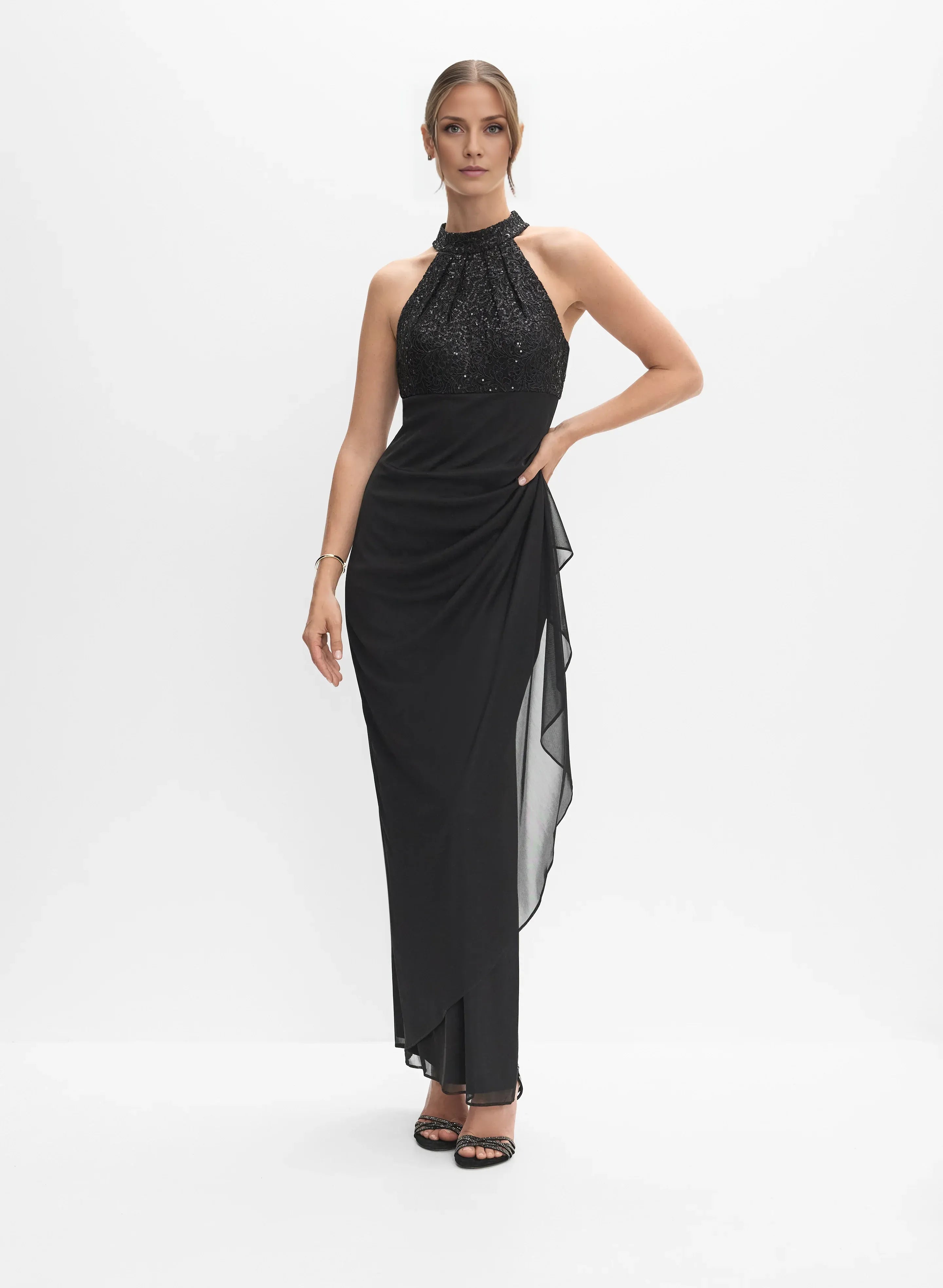 Mermaid Halter-Neck Sleeveless Floor-Length Prom Dress