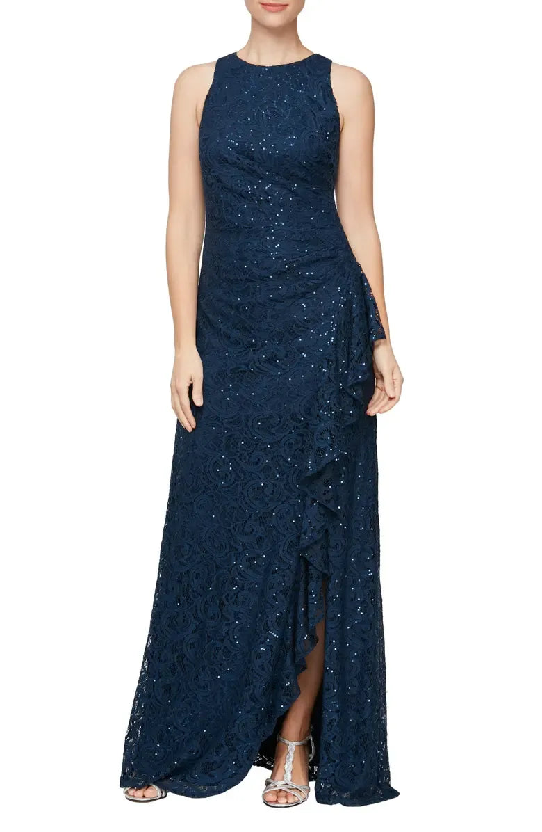 Mermaid High Neck Sleeveless Zipper Up Floor-Length Mother of the Bride Dress