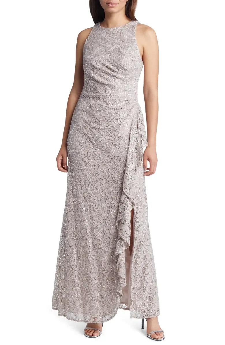 Mermaid High Neck Sleeveless Zipper Up Floor-Length Mother of the Bride Dress