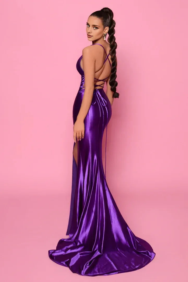 Mermaid/Trumpet Cowl Neck Sleeveless Sweep/Brush Train Prom Dress