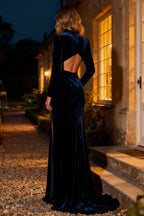 Mermaid/Trumpet High Neck Long Sleeve Sweep/Brush Train Winter Prom Dress
