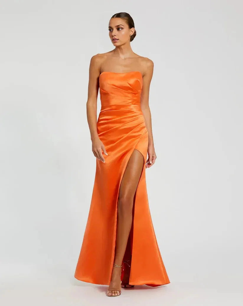 Mermaid/Trumpet Strapless Sleeveless Zipper Up Floor-Length Prom Dress