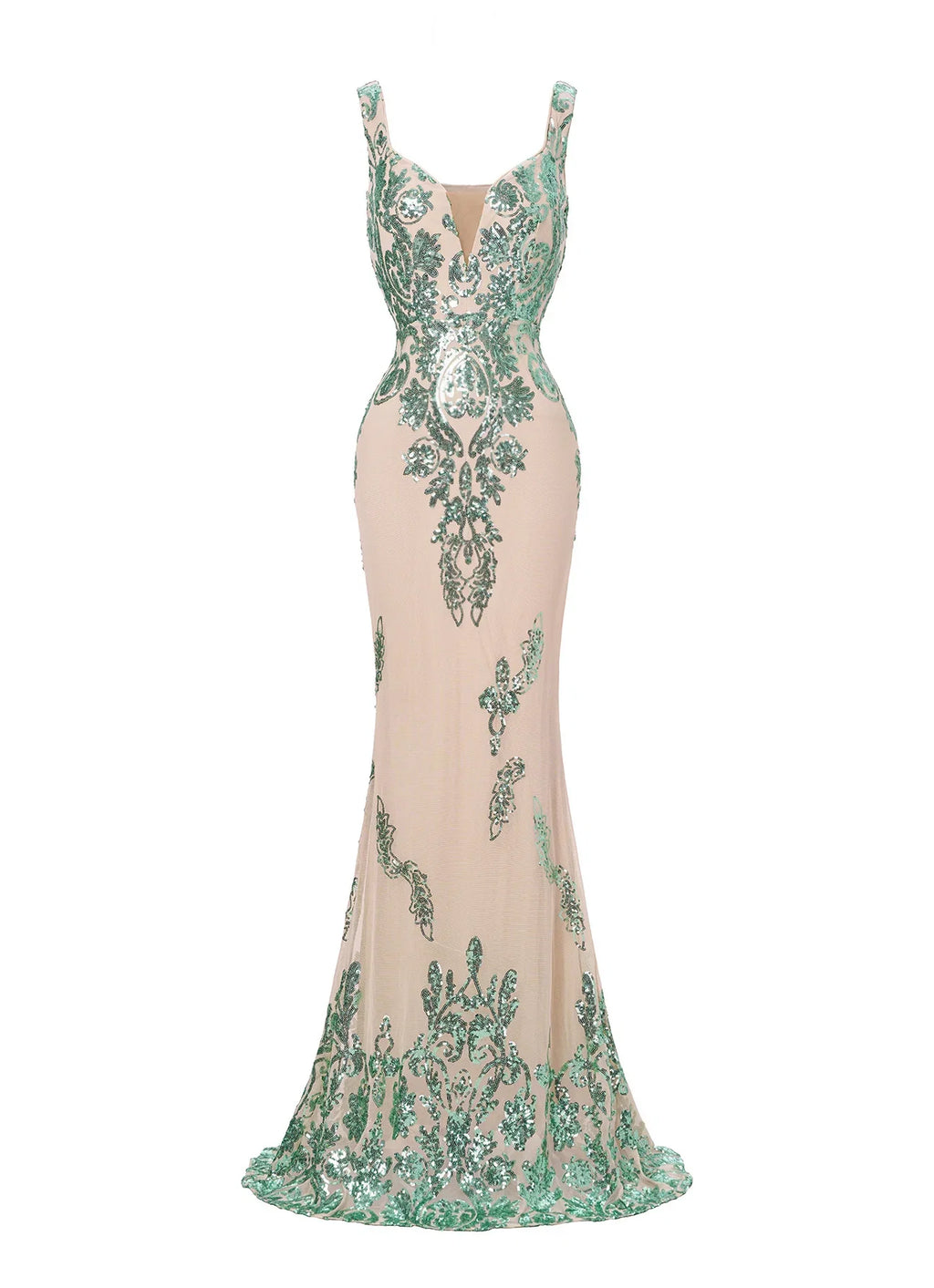 Mermaid V-Neck Sleeveless Back Zip Floor-Length Prom Dress