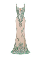 Mermaid V-Neck Sleeveless Back Zip Floor-Length Prom Dress