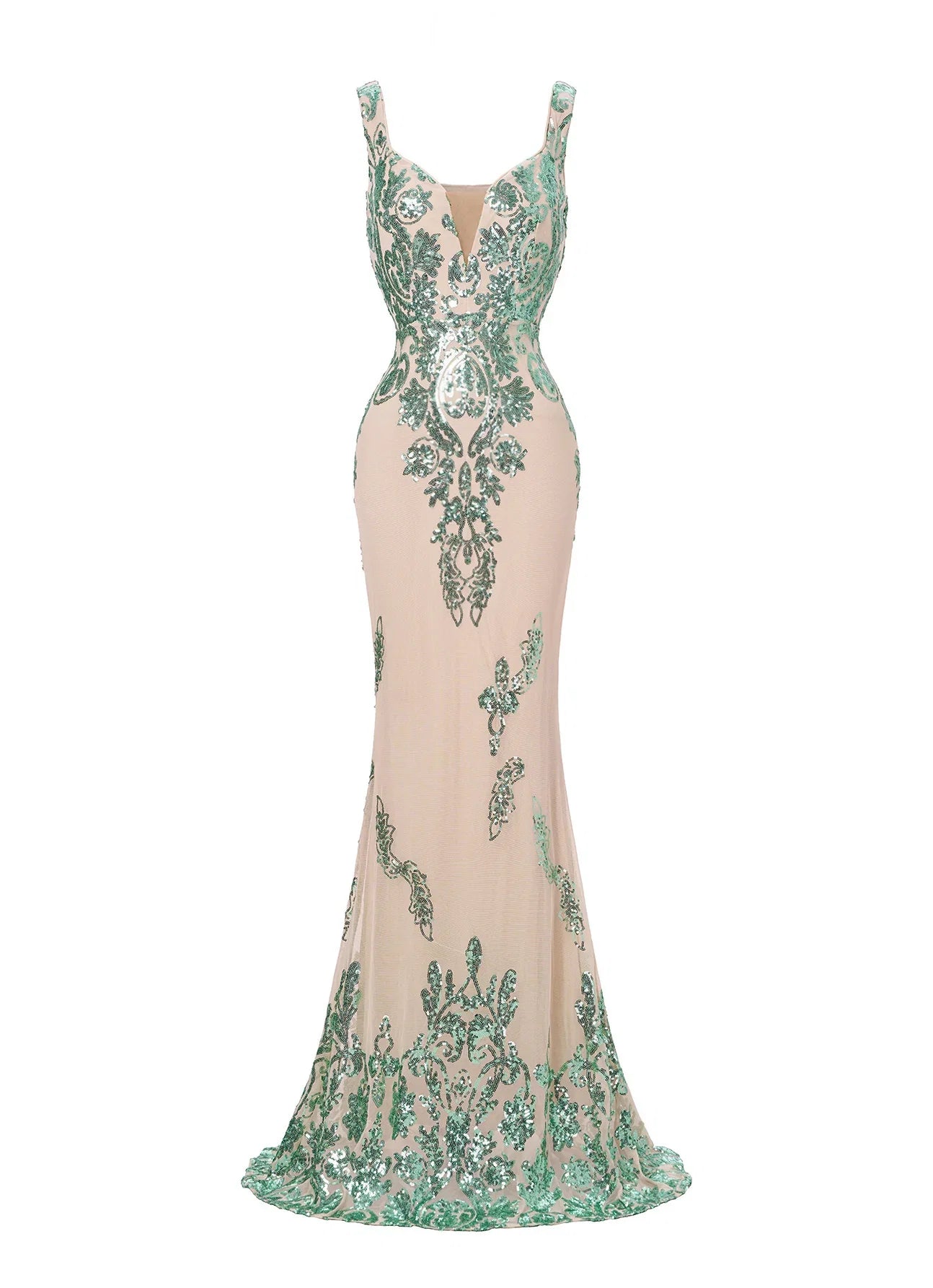 Mermaid V-Neck Sleeveless Back Zip Floor-Length Prom Dress