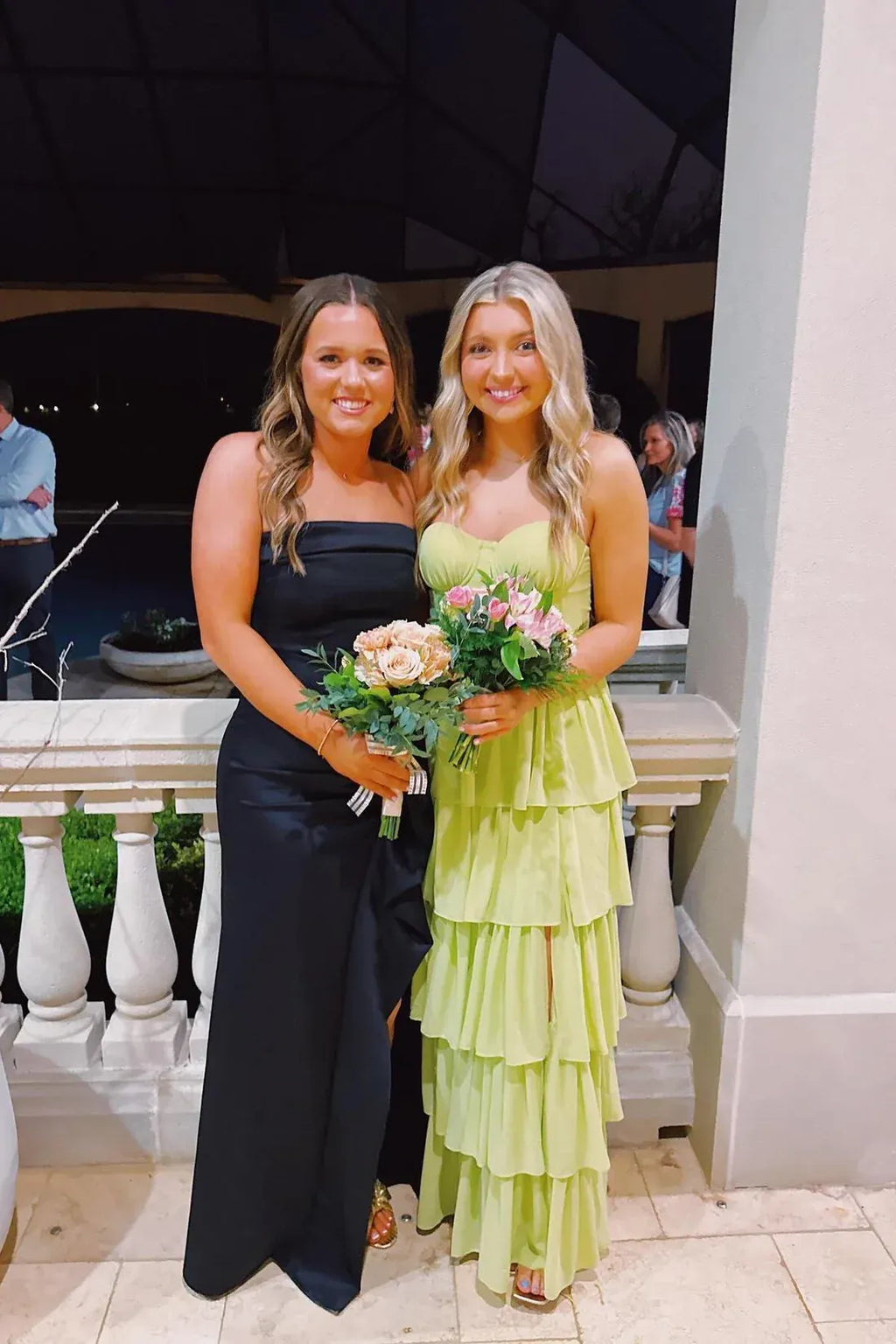 Off The Shoulder Sleeveless A-Line Tiered Long Party Dress