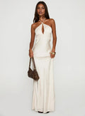 Sheath/Column Halter Neck Sleeveless Backless Floor-Length Prom Dress