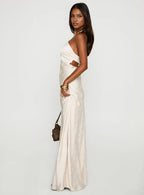 Sheath/Column Halter Neck Sleeveless Backless Floor-Length Prom Dress
