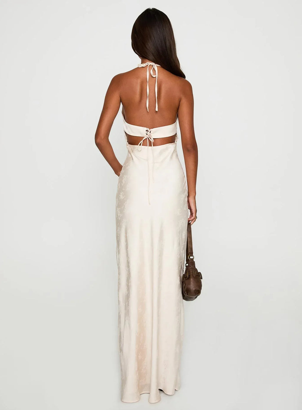 Sheath/Column Halter Neck Sleeveless Backless Floor-Length Prom Dress