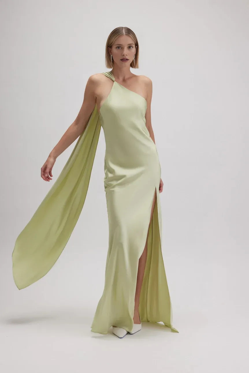 Sheath/Column One Shoulder Sleeveless Backless Floor-Length Prom Dress