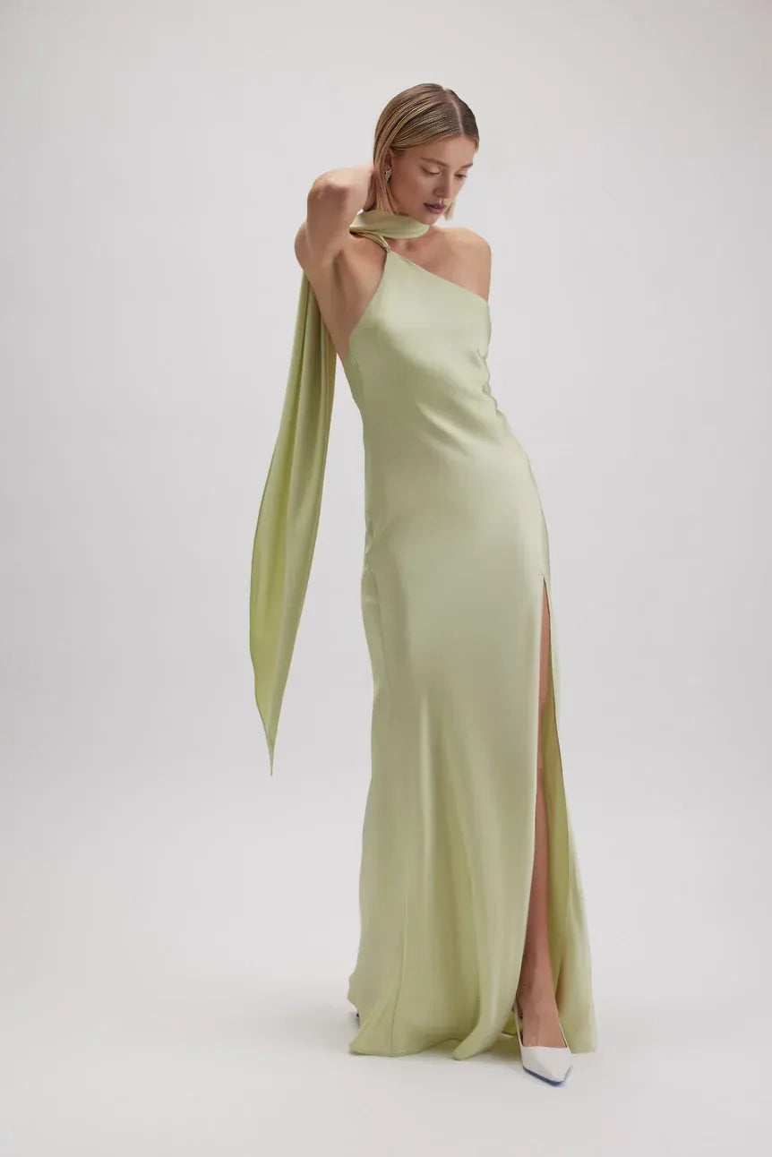 Sheath/Column One Shoulder Sleeveless Backless Floor-Length Prom Dress
