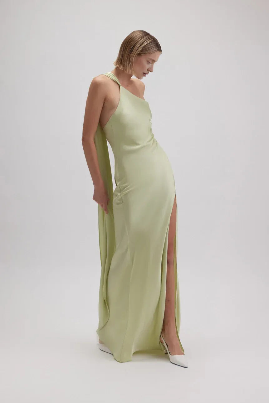 Sheath/Column One Shoulder Sleeveless Backless Floor-Length Prom Dress