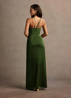 Sheath Halter Neck Sleeveless Backless Floor-Length Evening Dress