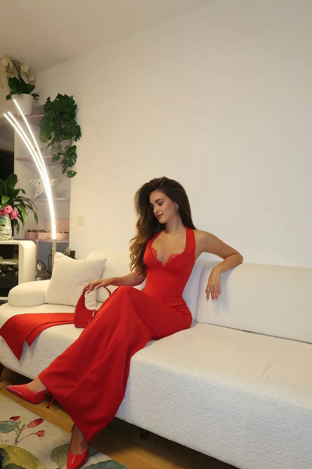 Sheath Halter Neck Sleeveless Pleated Ankle-Length Prom Dress
