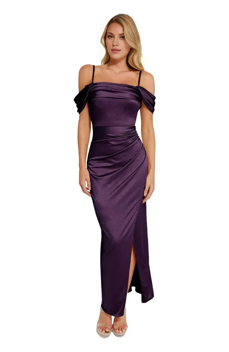 Sheath Off Shoulder Sleeveless Floor-Length Prom Dress