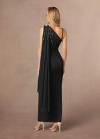 Sheath One-Shoulder Sleeveless Side Zip Ankle-Length Mother of the Bride Dress