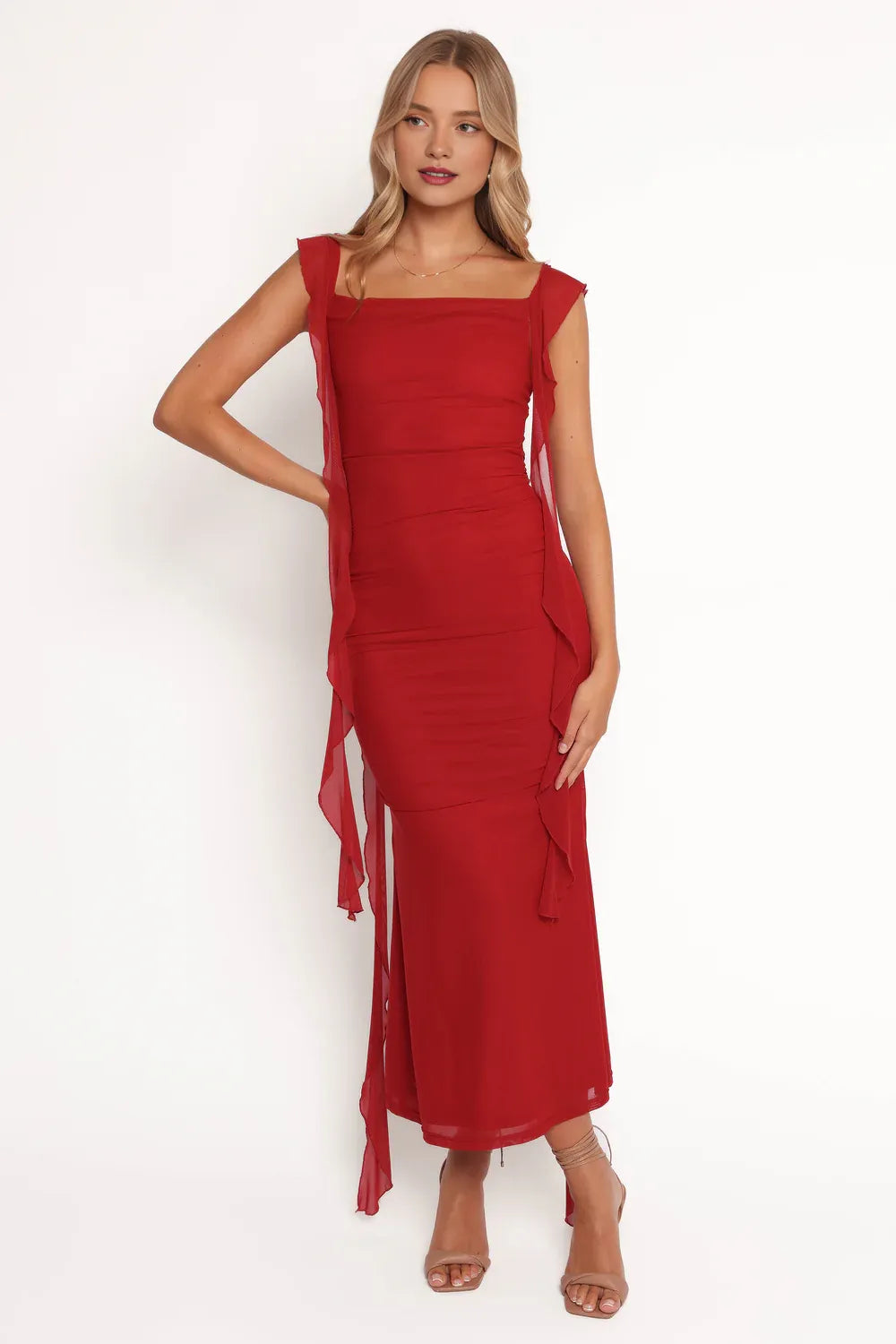 Sheath Square Neck Sleeveless Backless Floor-Length Prom Dress