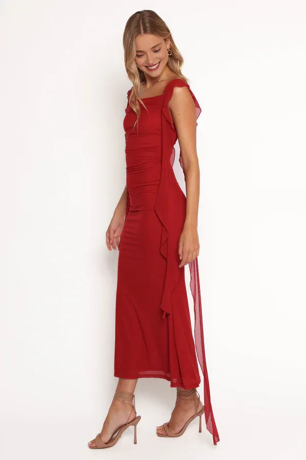 Sheath Square Neck Sleeveless Backless Floor-Length Prom Dress
