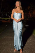 Sheath Strapless Neck Sleeveless Backless Floor-Length Prom Dress